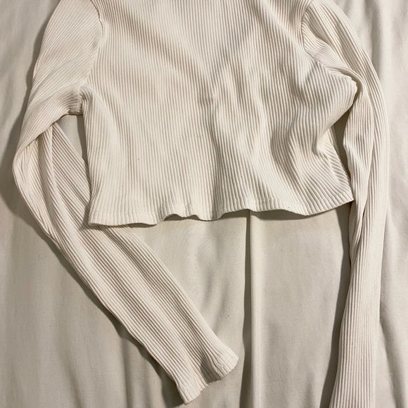 Shein White Button Up Long Sleeve Crop Top - Picture 4 of 4